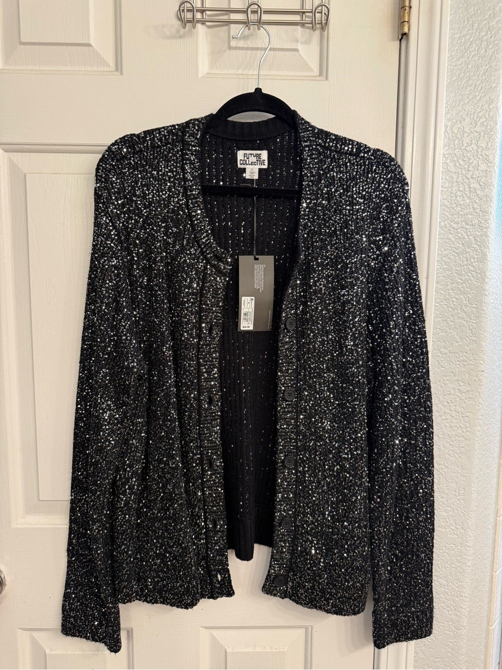 Women's Black Sparkle Cardigan Sweater